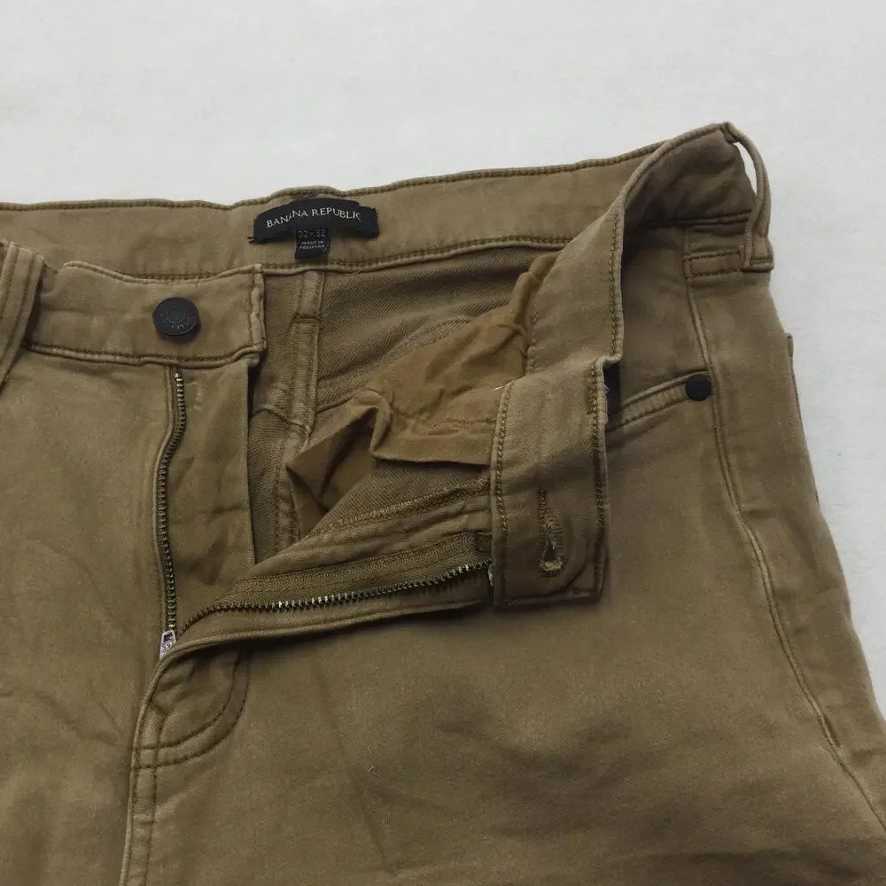 Banana Republic Jeans Mens 32x32 Beige Straight Leg Denim Zip Fly Stretch Casual